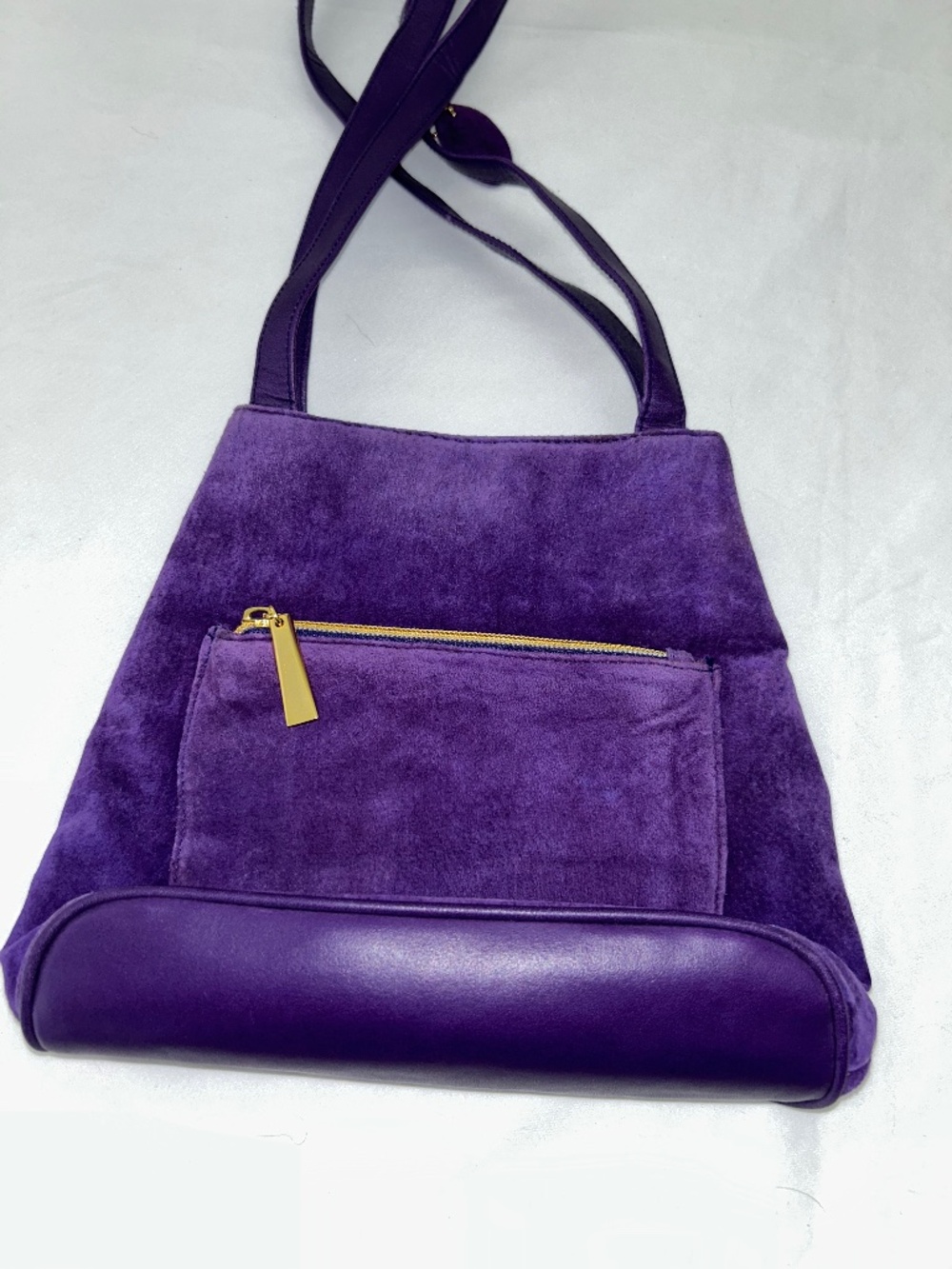Purple Suede UnBranded Shoulder Handbag Gold Accents Man-Made Trim